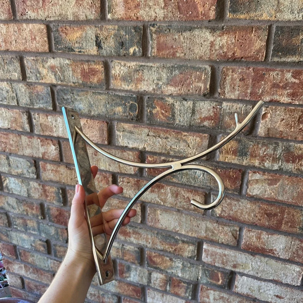 Pottery Barn Wall Mount Lantern Hook Silver Polished Metal 30lb Capacity 12in